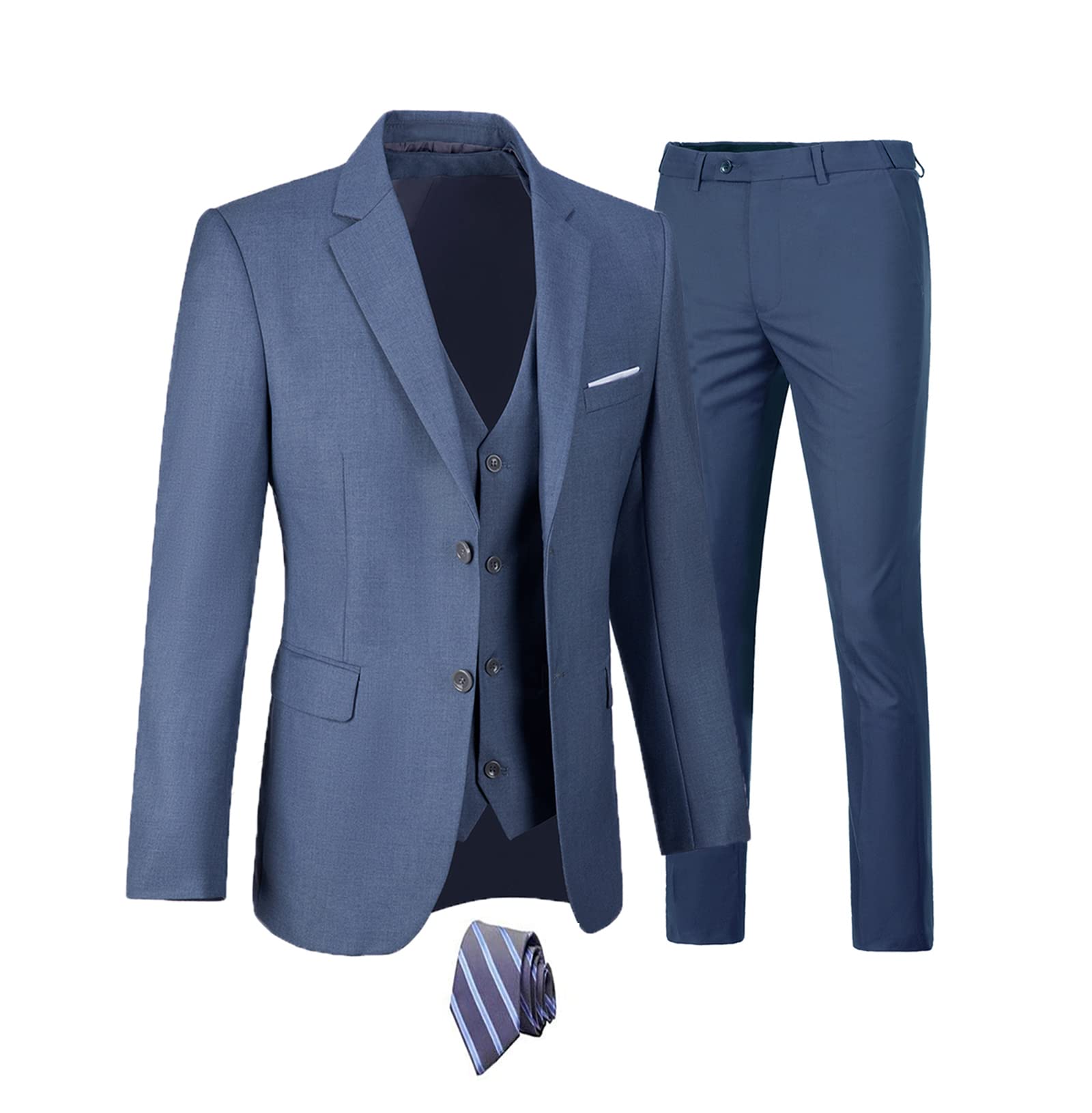 Furuyal Mens Suits 3 Piece Slim Fit Suit Set Formal Wedding Business Tuxedo