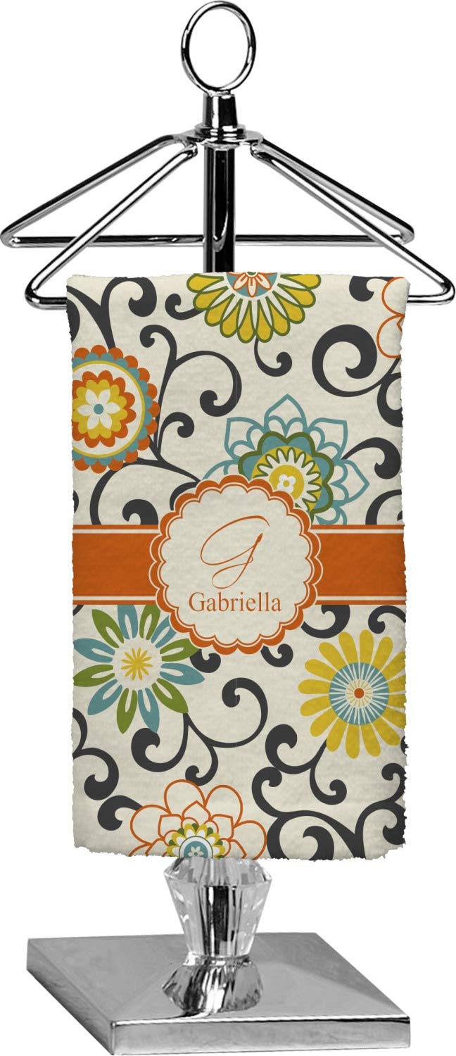 YouCustomizeIt Personalized Swirls & Floral Finger Tip Towel - Full Print
