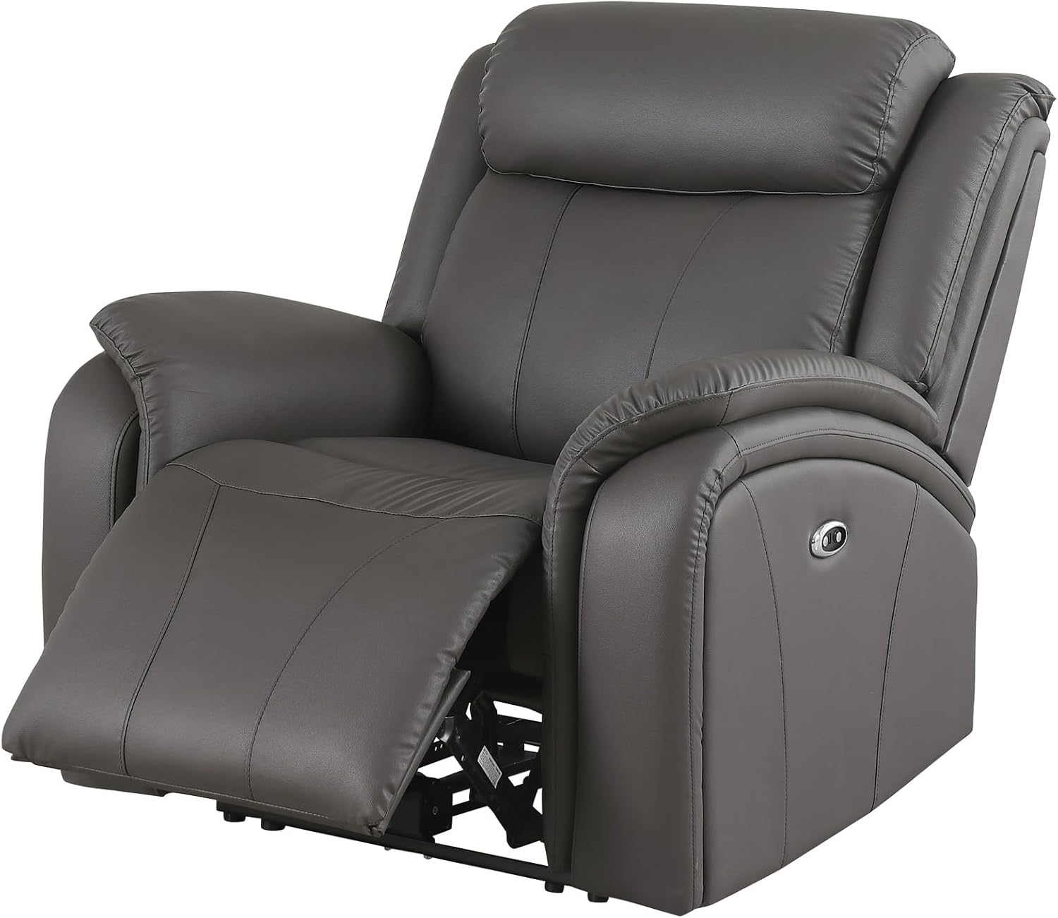 Power Recliner Chair Gray Leather Accent Chair for Living Room, Electric Reclining Arm Chair with USB Charging Port