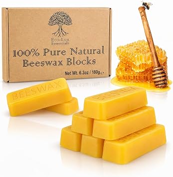 Eco Lux 8 Beeswax Blocks 100% Pure Natural Organic Bees wax 180g