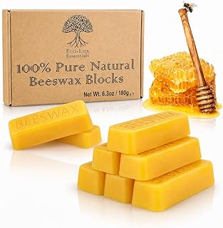 Eco Lux 8 Yellow Beeswax Blocks 100% Pure Natural Organic Bees Wax 6.5oz