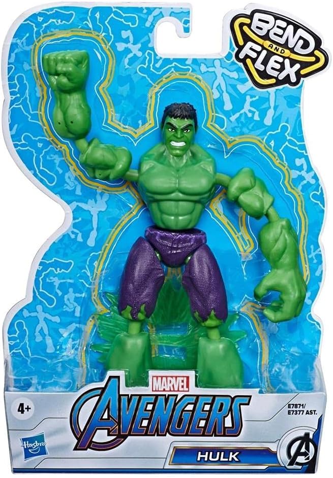 Avengers Marvel Bend and Flex Action Figure Toy, 6-Inch Flexible Hulk Figure, Includes Blast Accessory, for Kids Ages 4 and Up