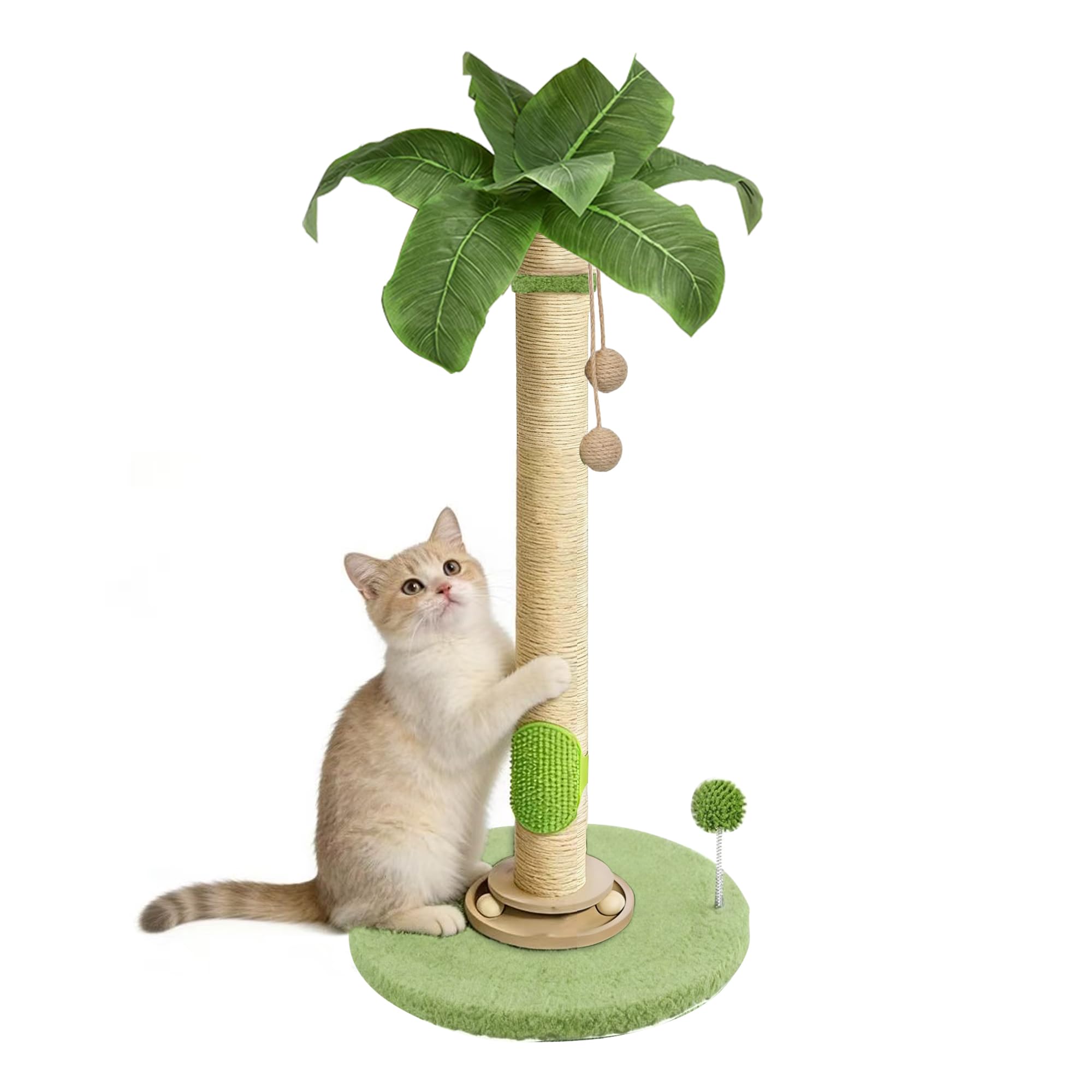 HOMYHANDS Cat Scratching Post 80CM Cat Scratcher Tall Scratching Posts for Indoor Cats with Bell Ball And Interactive Wooden Ball for Kittens Adults Cats