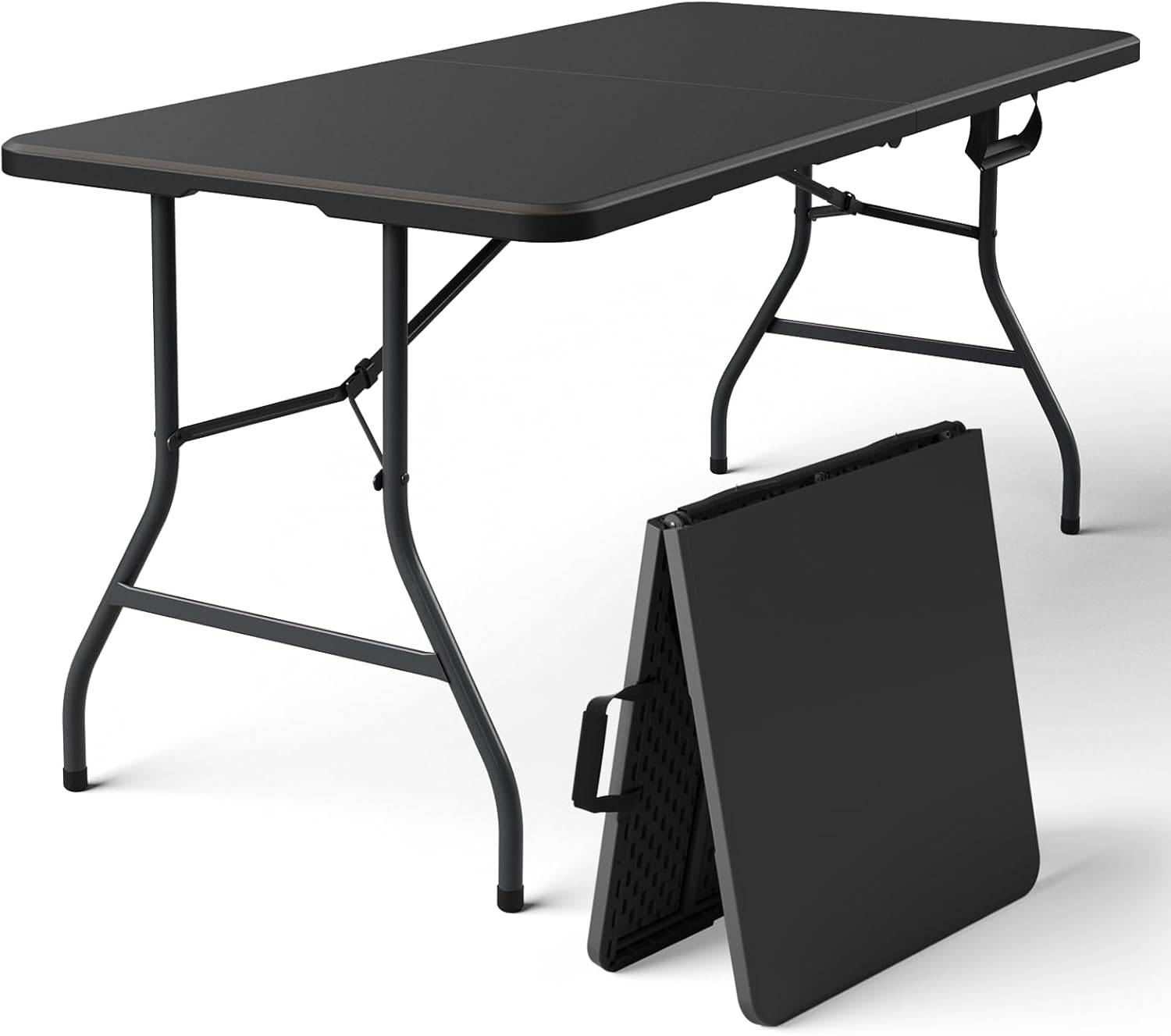 30in Folding Table, Portable Picnic Table with Adjustable Height, Foldable TV Tray Table & Laptop Desk for Small Spaces, Patio, Camping, BBQ, No Assembly Needed, Pink