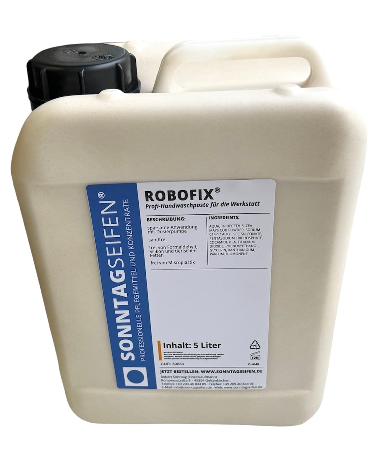 Handwaschpaste Robofix, Handseife im 5l Kanister, schmutzlösend, hautschonend, für Werkstatt