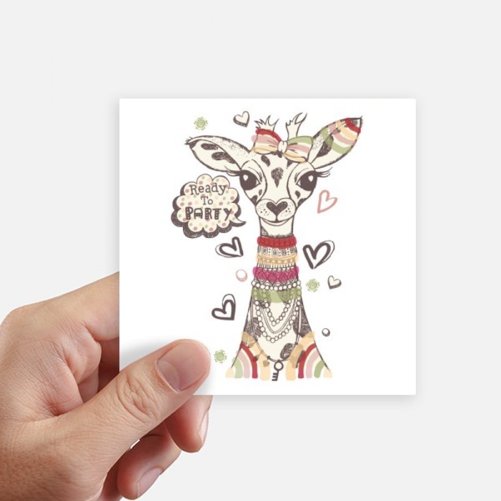 Sticker carré animal cartoon girafe 10cm pour mur et ordinateur