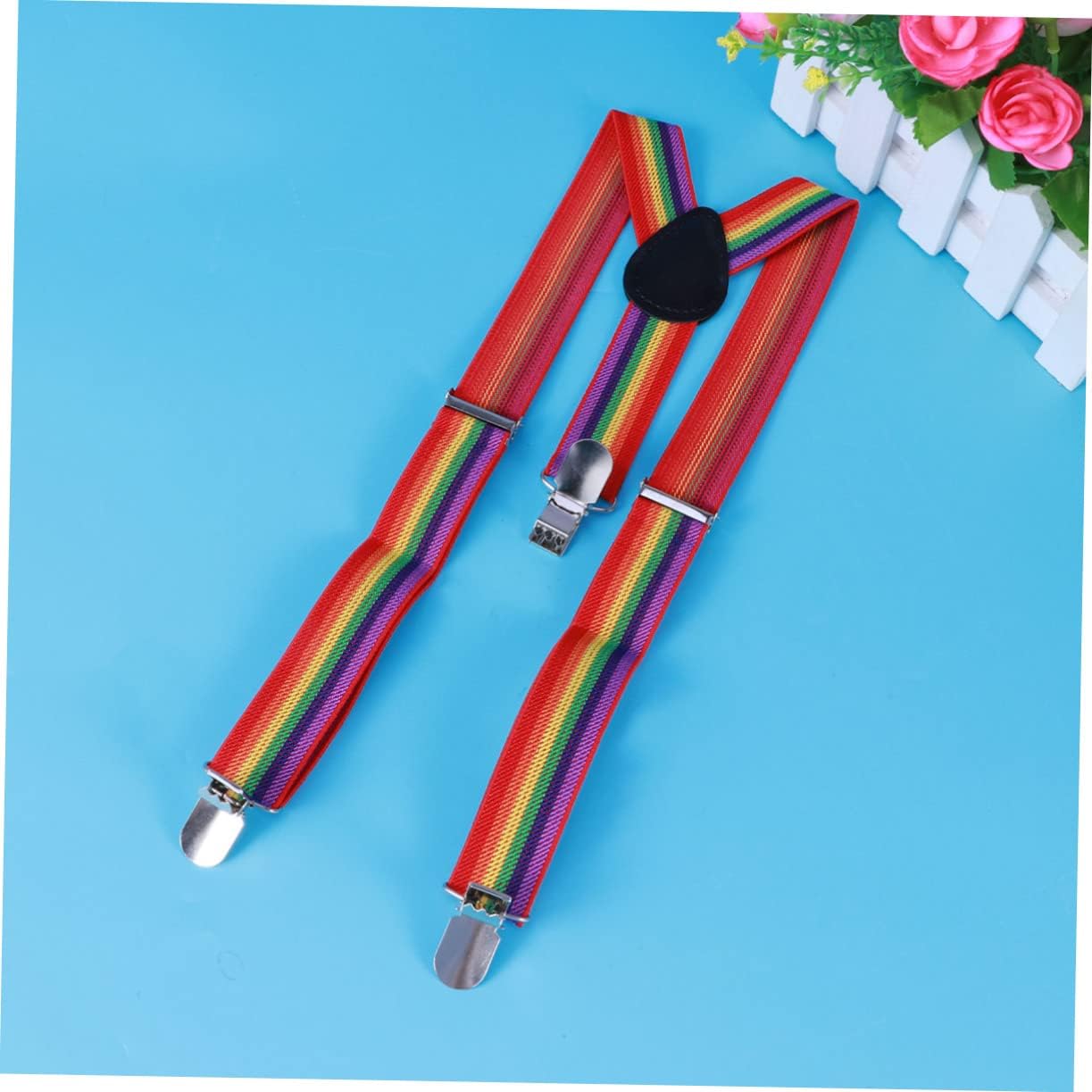 Colorful Striped Suspenders Pants Strap Clips for Boys and Girls for Rainbow-themed Parties and Costumes