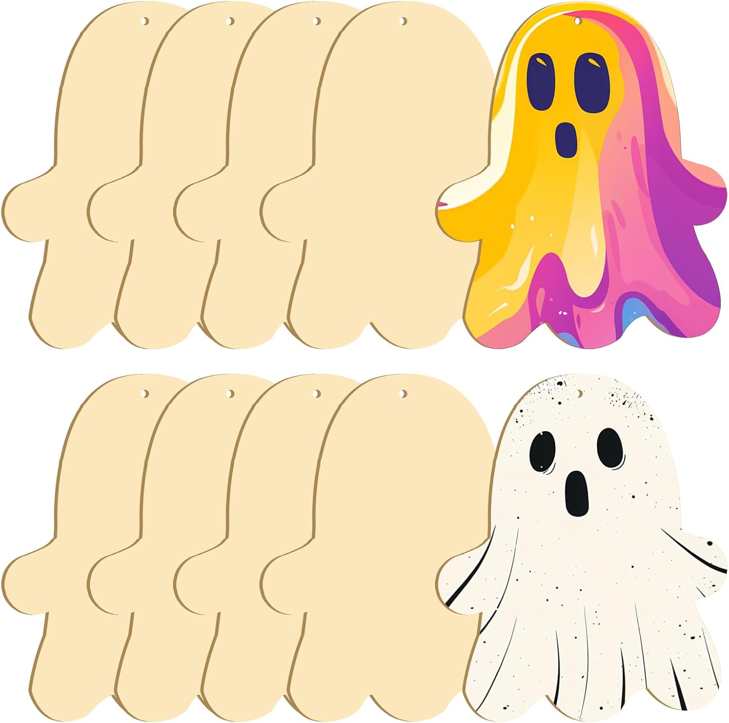 Large Size 7" Halloween Wooden Slices Unfinished Blank Wooden Ornaments DIY Wood Crafts to Paint Hanging Decor for Crafts Thanksgiving Party Fall Party Christmas Hanging Decorations（10pcs）