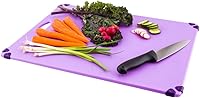 Vista 8 de Restaurantware -Tabla de cortar de plástico duradero verde de 12 x 18 pulgadas - Los agarres de esquina de goma evitan el deslizamiento - Codificado