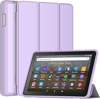 DJ&RPPQ Tri-fold PU Leather Cover with Auto Wake/Sleep Function, Incompatible with Nokia TCL Tablet,Taro Purple