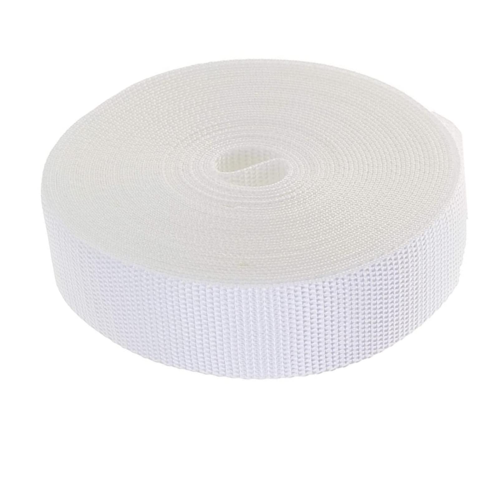 Nylonowy pasek do toreb o dużej wytrzymałości Pasek parciany 25mm, wytrzymały pasek polipropylenowy taśma 38mm do plecaka wiązanie bagażu Outdoor DIY Crafts(White,25MM x 20Yards)