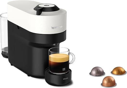 🚫 [CADUCADO] 🔥 Krups Nespresso VERTUO Pop XN9201 – Cafetera de cápsulas, máquina de café expreso, 4 tamaños tazas, tecnología Centrifusion, 35 % plástico reciclado, Color Blanco