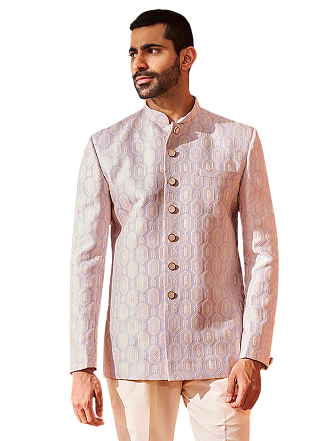vastramay Men's Jodhpuri - Silk Blend Jacquard Jodhpuri For Men.-picture-50