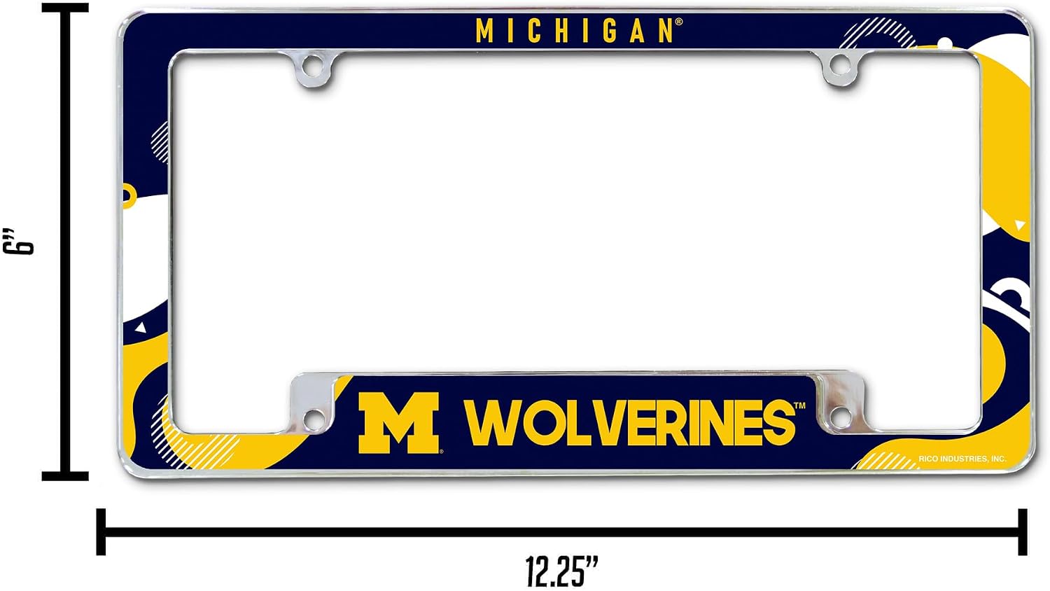 Rico Industries NCAA Wave 12" x 6" Chrome All Over Automotive License Plate Frame for Car/Truck/SUV