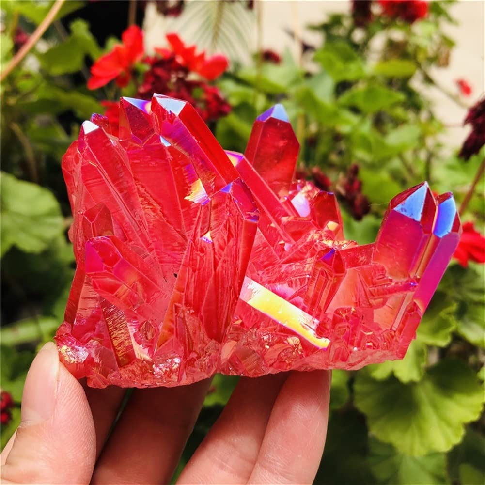 綺麗❣️天然石　水晶　原石　クラスター　レッド系　1042g 大きい Amazon.co.jp: 天然水晶美しい炎水晶クラスター鉱石鉱物標本石 (Color