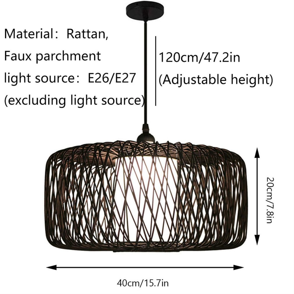 Lampada a Sospensione a Forma di Nido d'uccello in Rattan, Paralume in Vimini Intrecciato a Mano, lampadario Regolabile in Stile Rustico, per Sala da Pranzo, Cucina, Camera da Letto, Ingresso, la
