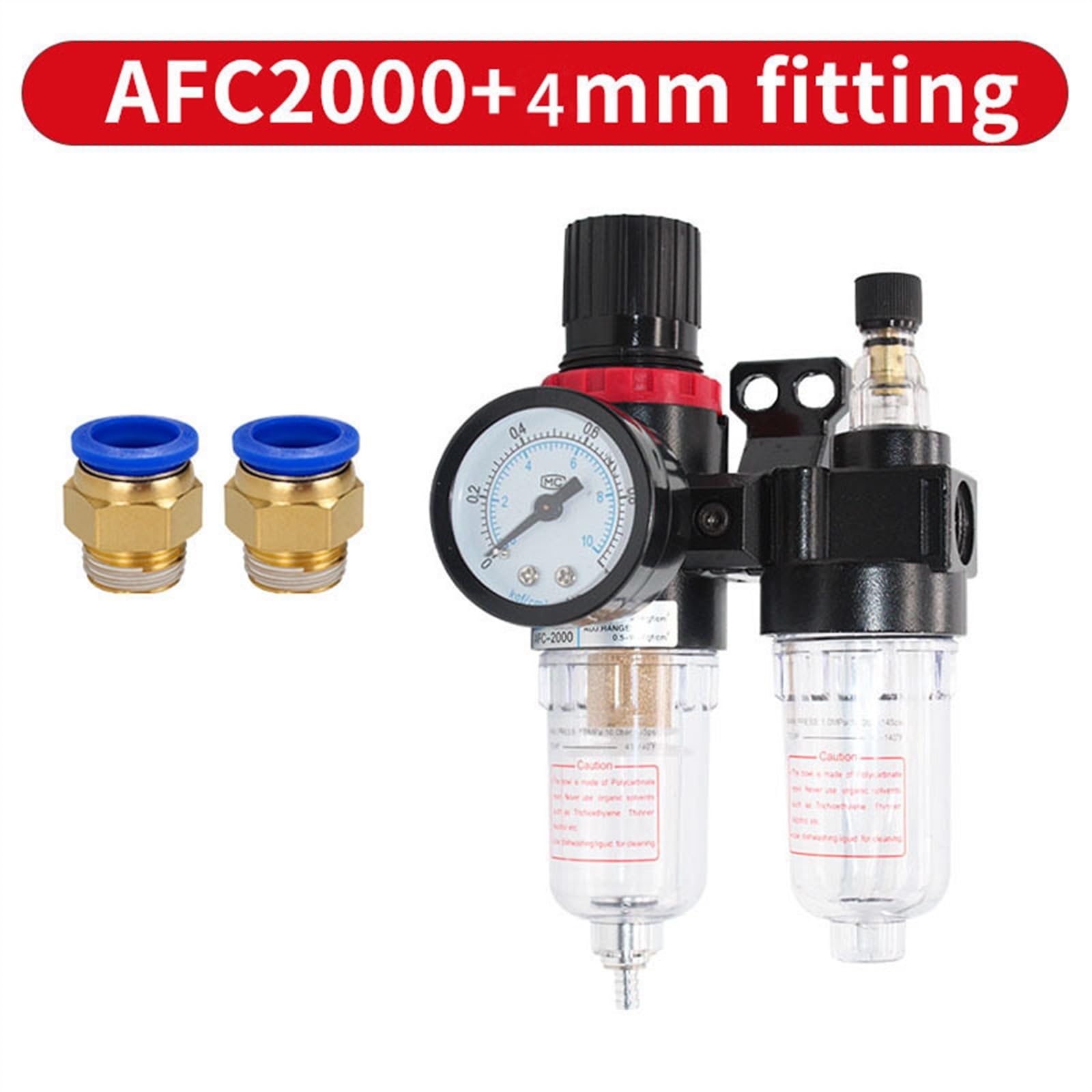 Filtre régulateur pneumatique, Séparateur d'huile et d'eau for compresseur d'air AFC2000 1/4 PT, filtre régulateur for aérographe(Afc-pc4-02)