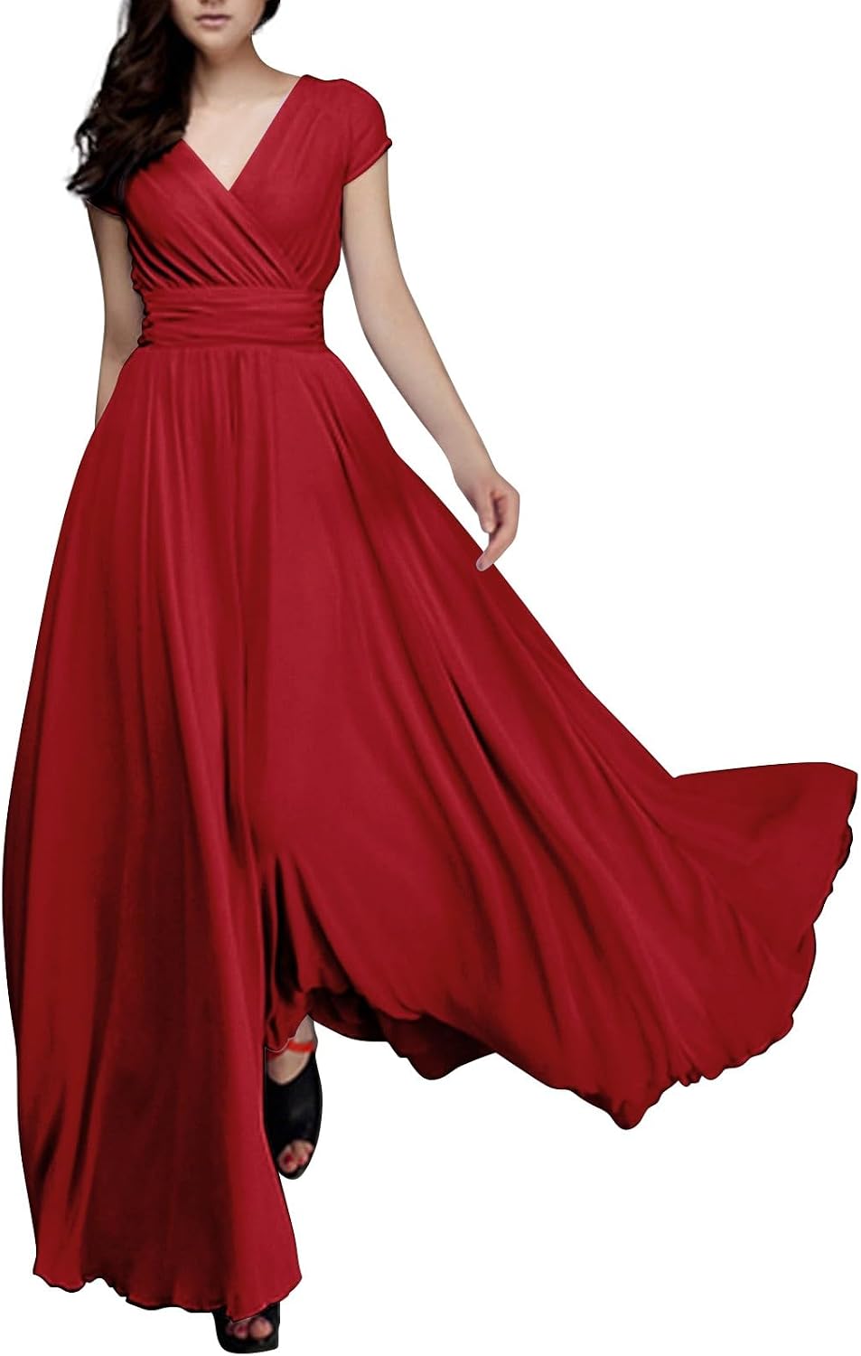 Vestidos bohemios de verano para mujer, vestidos largos casuales de manga corta, sexy, cuello en V, floral, para playa, con abertura, para invitados