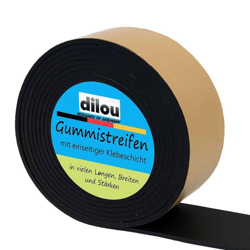 Gummistreifen 60mm breit 5mm dick 1-10m lang einseitig selbstklebend Vollgummi Hartgummi (10.000x60x5mm)
