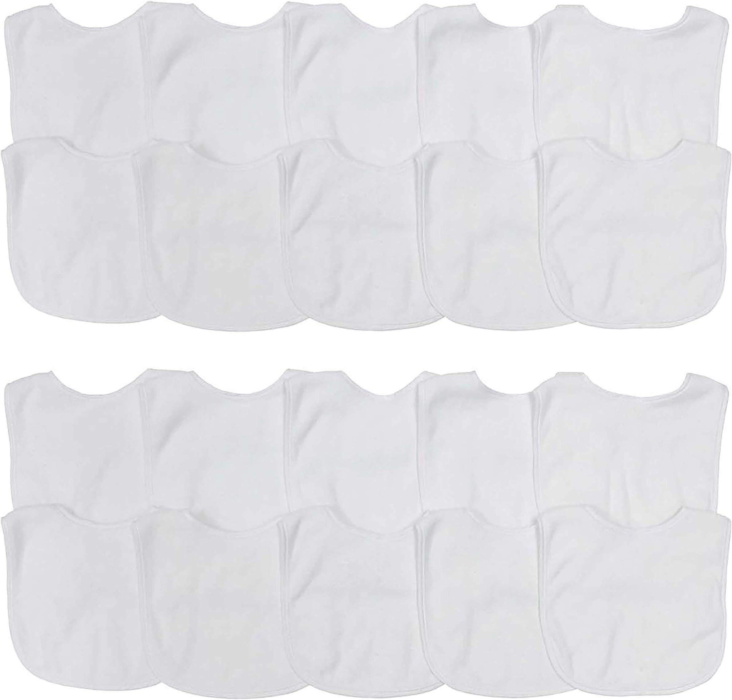 Photo 1 of Neat Solutions 2-Ply Knit Terry Solid Color Feeder Bibs in White - 20 Pack