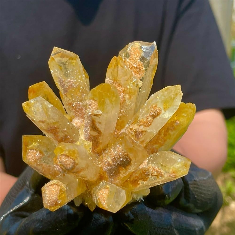 Yellow Phantom Crystal Cluster Decorative Ornaments (Size : 200-250g)
