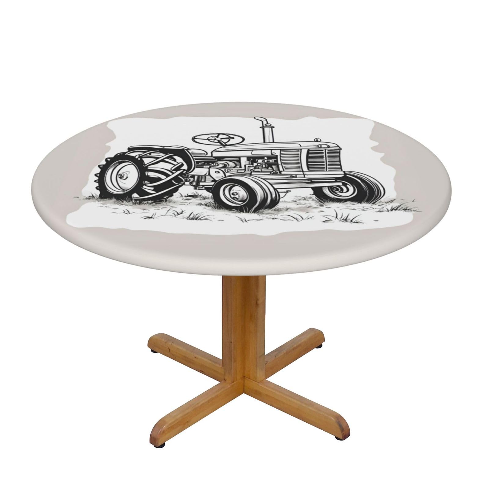 Cartoon Tractor Print Wipe Clean Oval Tablecloth Stain-Resistant Dining Table Accessories Table Protector For Home