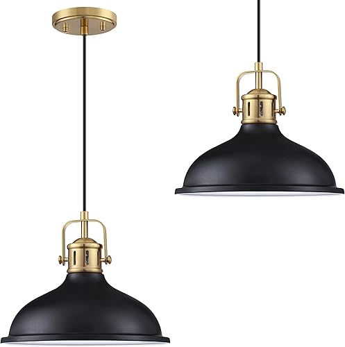 Miniatura 9 de Doraimi Lighting Lámpara colgante LED de 1 luz industrial vintage, lámparas de araña de metal con acabado negro de pintura, lámpara de techo para