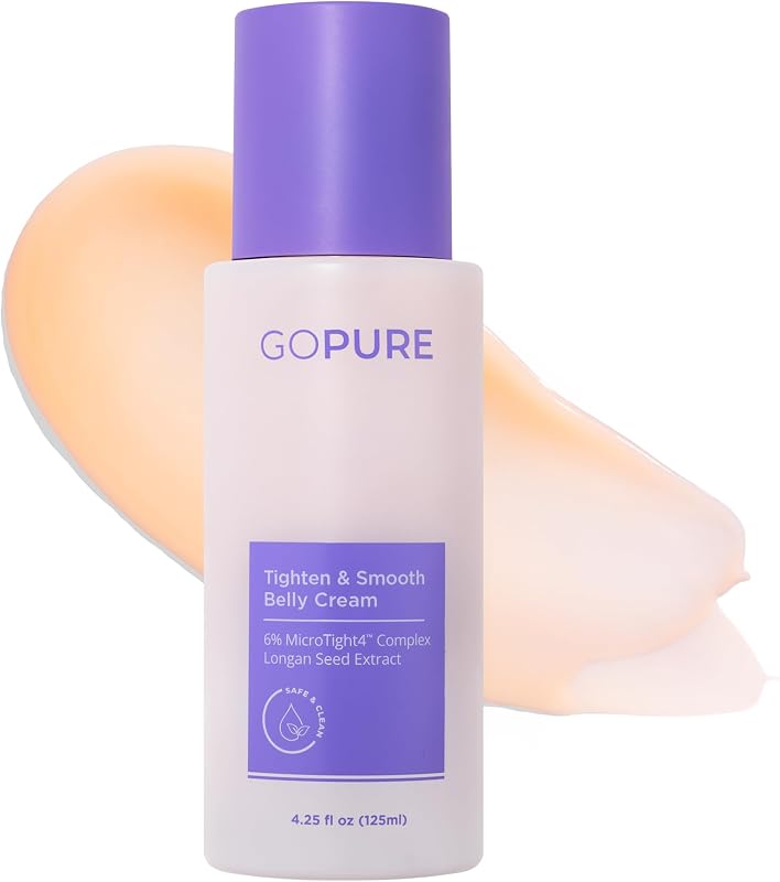 GOPURE Tighten & Smooth Belly Cream - Clinically Tested with MicroTight4 Complex to Reduce the Appearance of Cellulite & Stretch Marks - Quick Absorbing for Smoother, Firmer-Looking Skin, 4.25oz