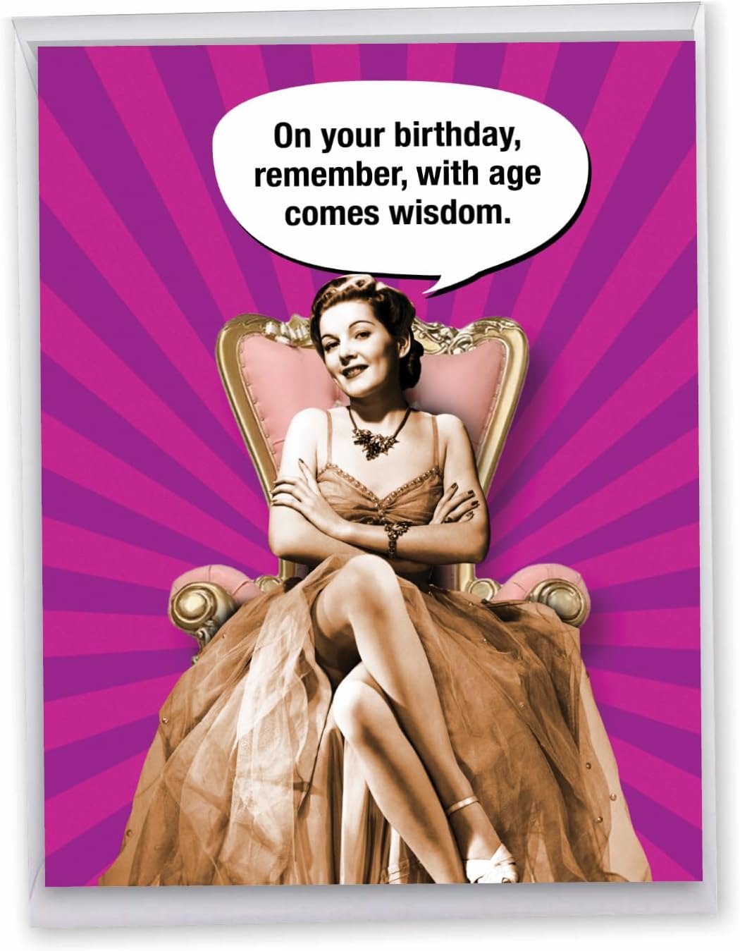 NobleWorks Jumbo Hilarious Birthday Greeting Card From Us 8.5 x 11 Inch with Envelope (1 Card) Woman Age Wisdom J8150BDG-US