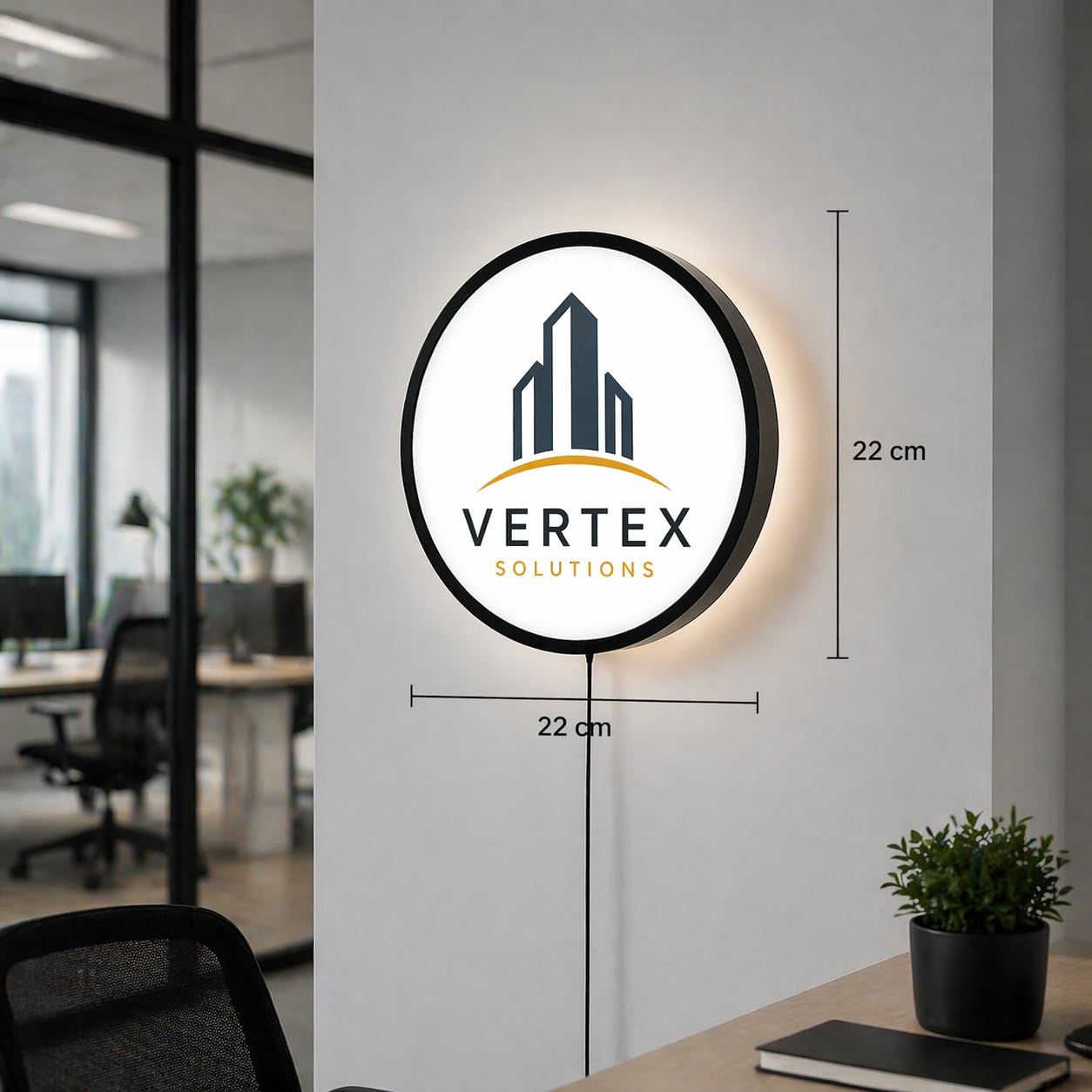 Insegna LED Personalizzata con Logo – Lightbox Luminosa 3D 22x22 cm da Parete o Scrivania, USB, Idea Regalo Aziendale, Ufficio, Negozio