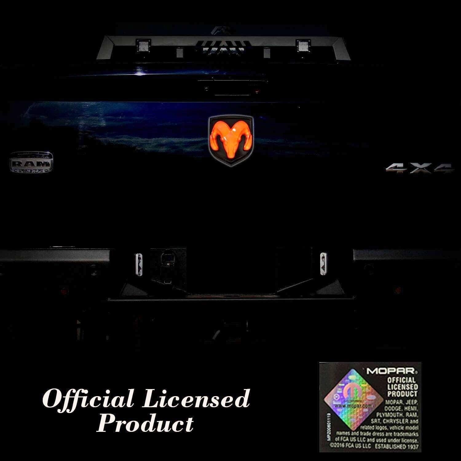Officially Licensed Illuminated LED Tailgate Emblems RAM Tailgate and Decals for 2009-2014. Ram 1500 2500 3500 Truck Badge Light Up (Chrome)