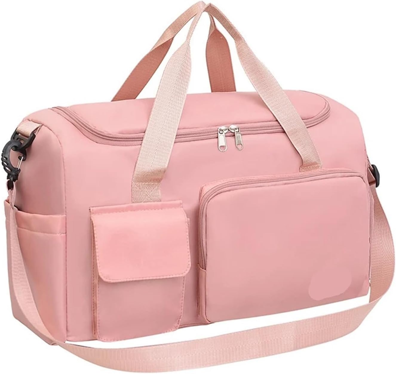 Women's Multi-Functional Travel Bag Oxford Tote With Shoe Compartment Two-Way Zipper For Gym/Outdoor Trips(Pink)