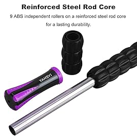 Yansyi Muscle Roller Stick for Athletes - Body Massage Roller Stick - Release Myofascial Trigger Points Reduce Muscle Soreness Tightness Leg Cramps & Back Pain for Physical Therapy & Recovery (Purple)