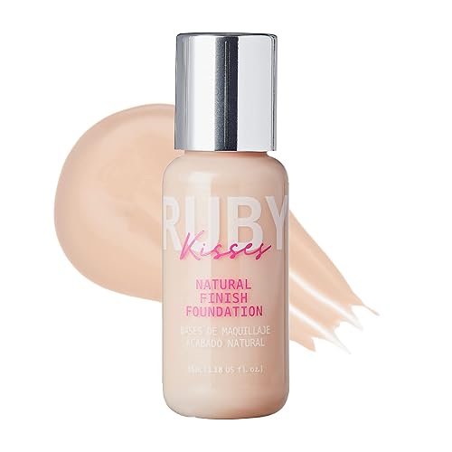 Ruby Kisses Base líquida de cobertura media, ligera, acabado natural, maquillaje facial para todo tipo de piel, maquillaje coreano (porcelana justa)