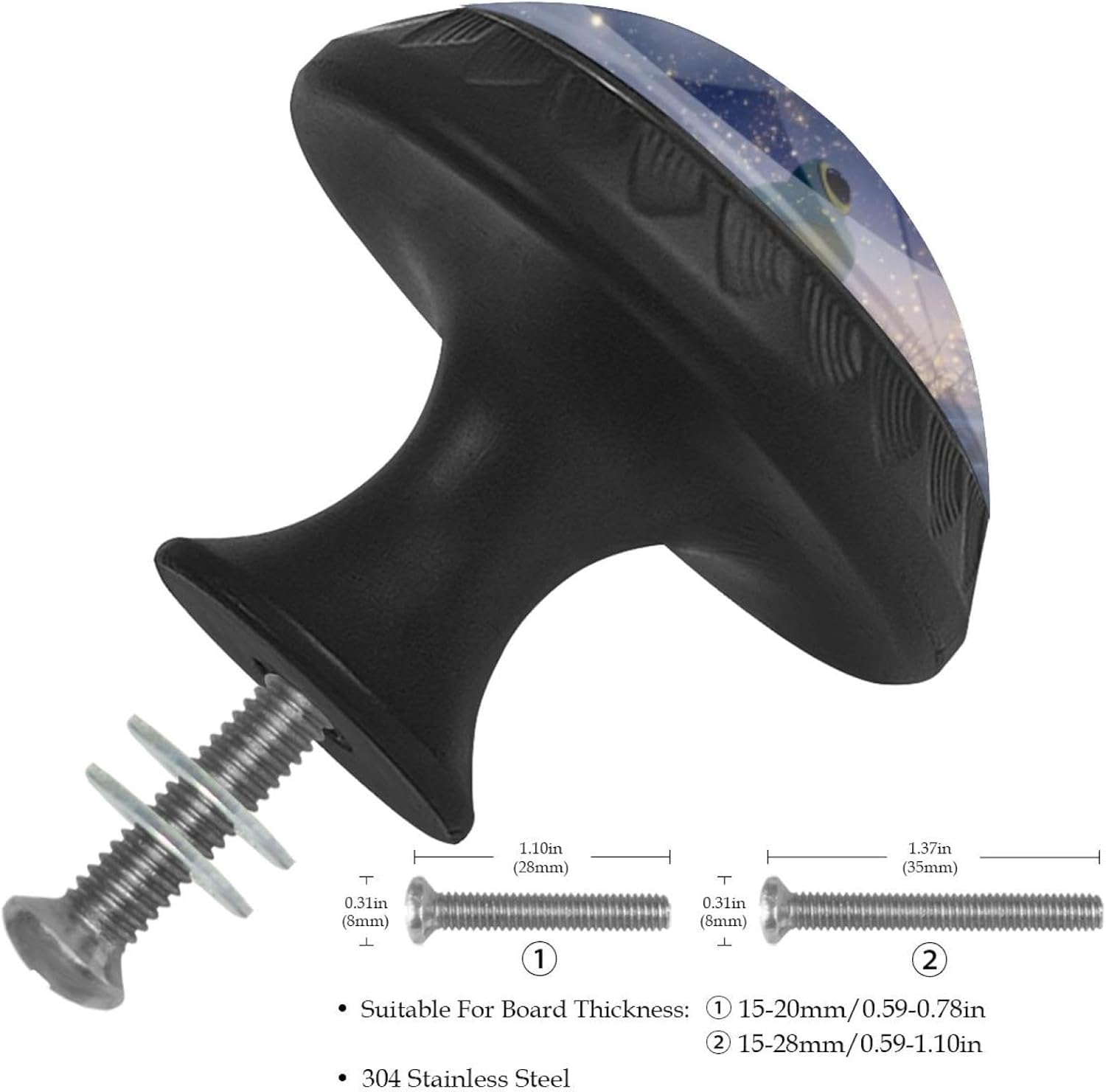Black Frog Lovely Starry Sky (1) Printed Cabinet Knobs, Practical Drawer Knobs for Kitchen Bedroom Bathroom Decoration