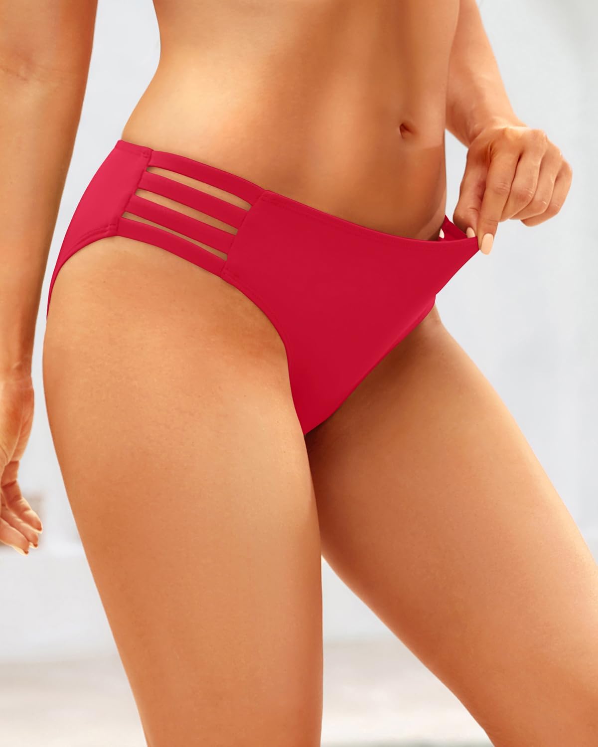 Zmart Women Strappy Bikini Bottoms Full Coverage Bathing Suit Swim Low Rise Cutout Swimsuit Bottom - Image 3