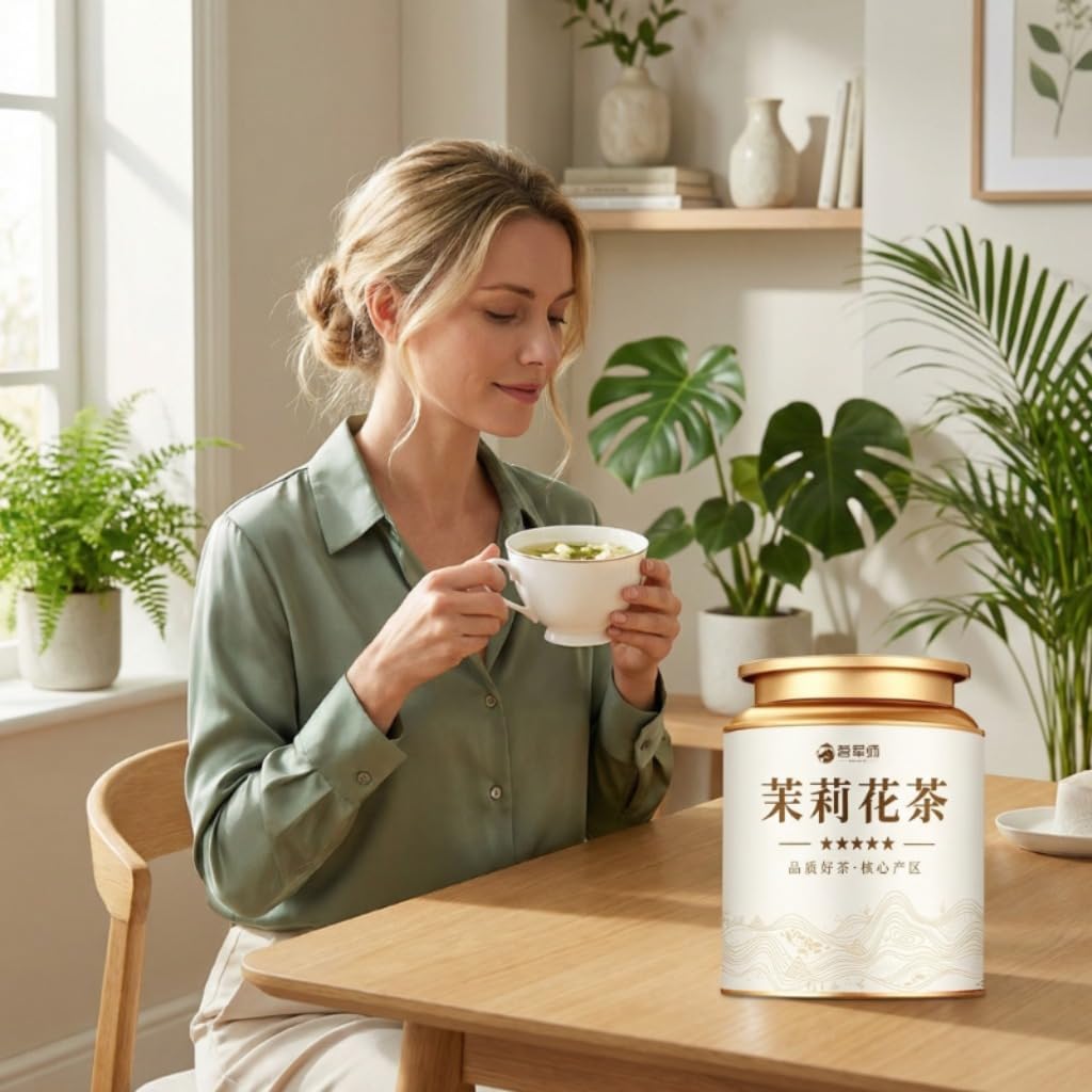 Tè Verde Al Gelsomino 250g × 2 | Tè Verde in Foglie Sciolte Di Qualità Premium 17,64oz | Ricco Aroma Floreale, Gusto Morbido | Per Sé Stessi O Per Donare