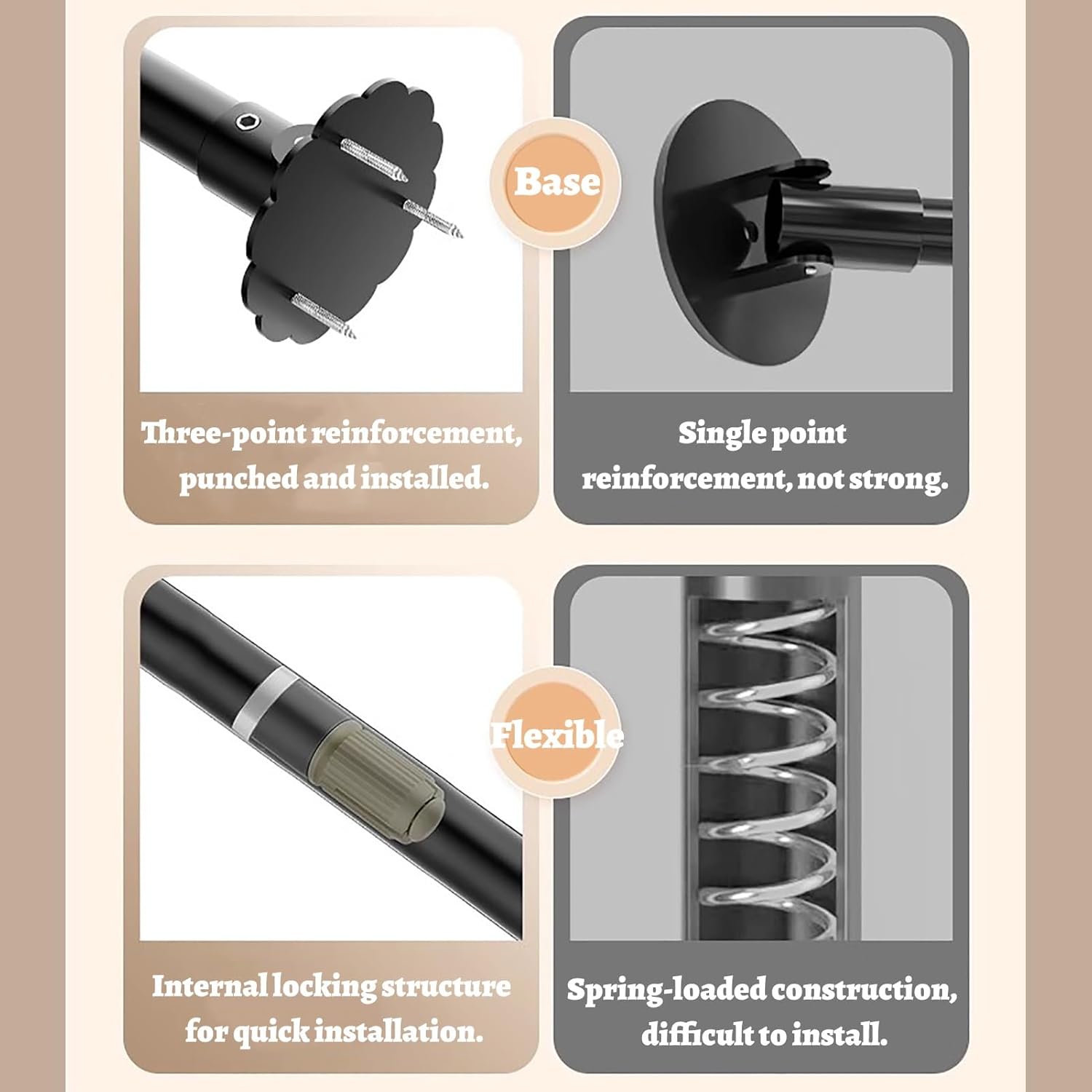 Retractable Angled Wall Closet Rod Support Bracket, Adjustable Corner Shower Curtain Rod, Customizable Length for Bathroom Privacy (Silver, 21"-29")