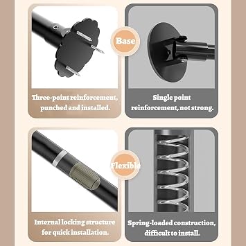 Angled Wall Closet Rod Support Bracket Retractable, Corner Shower Curtain Rod Cut to Length for Bathroom, Rivacy Tube for Changing Clothes(Black,55-75cm(21-29))