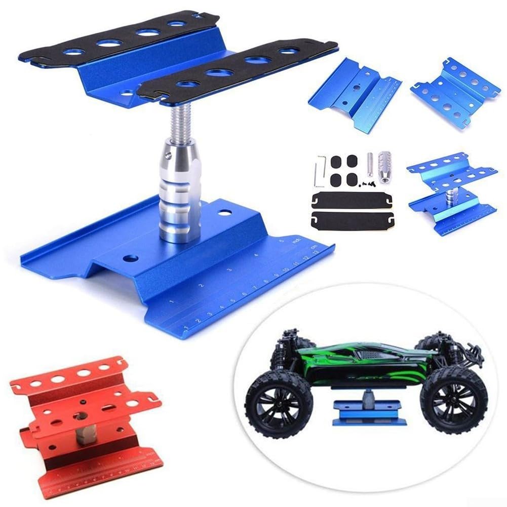 RC Car Repair Stand Aluminium Adjustable Lift-Lower Workstation with 360° Rotation, Compatible with 1/8 1/10 1/12 Scale Models for TRAXXAS for Arrma for Axial(Blue)