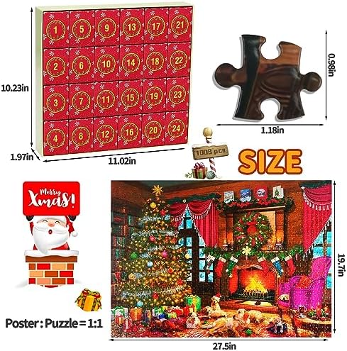 Bestbase Christmas Puppies Advent Calendar 2023 Jigsaw Puzzle - 24 Boxes Packing 1008 Pieces Holiday Puzzle for Adults and Kids, Christmas Countdown Puzzles Gift Decorations 27.5inx19.7in 2 61WDCZYpecL. AC