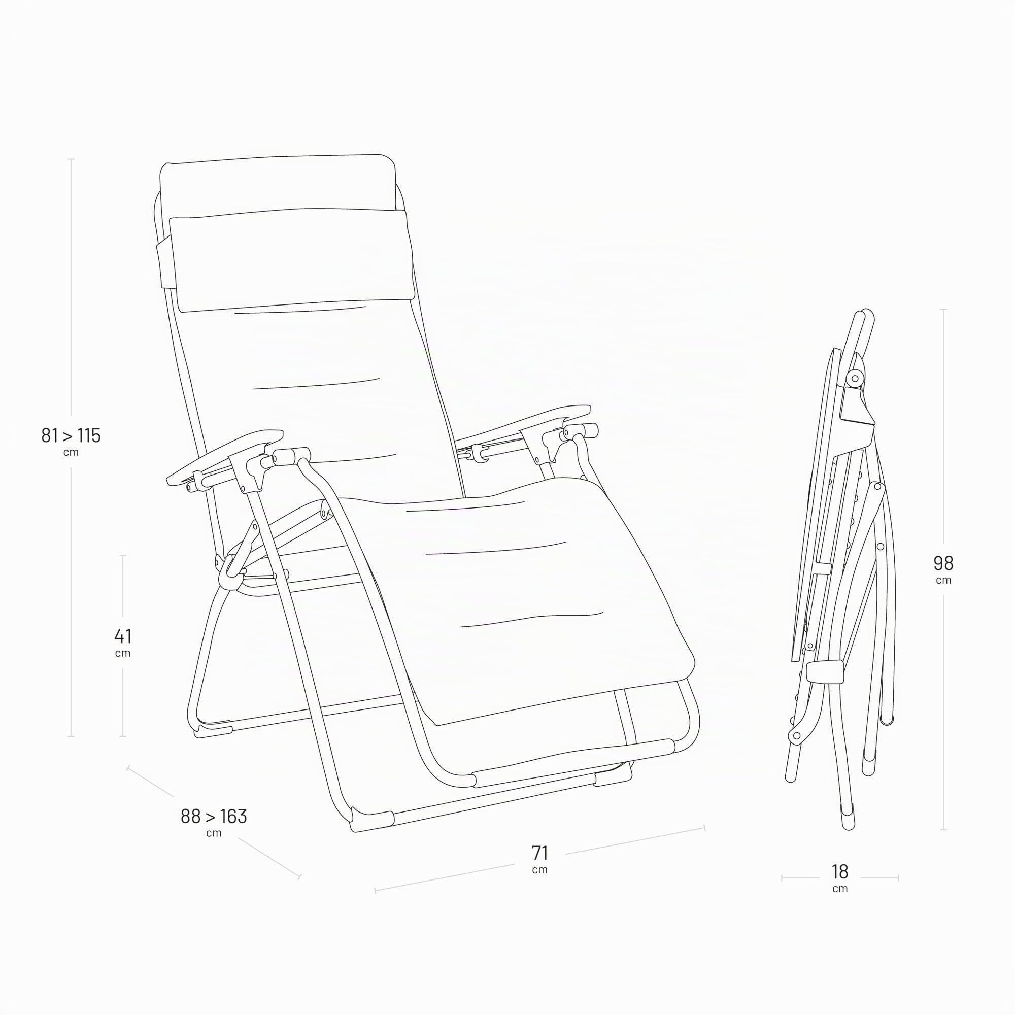 Lafuma MOBILIER - Gepolsterte Zero-Gravity-Relaxliege-Garten - Futura - BeComfort® - Grau Silver LFM3130_8901-5 Jahre Garantie