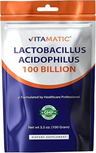 Vitamatic Lactobacillus Acidophilus - Polvo probiótico - Apoyo para la salud digestiva - 3.5 onzas (3.5 onzas) - 100 porciones
