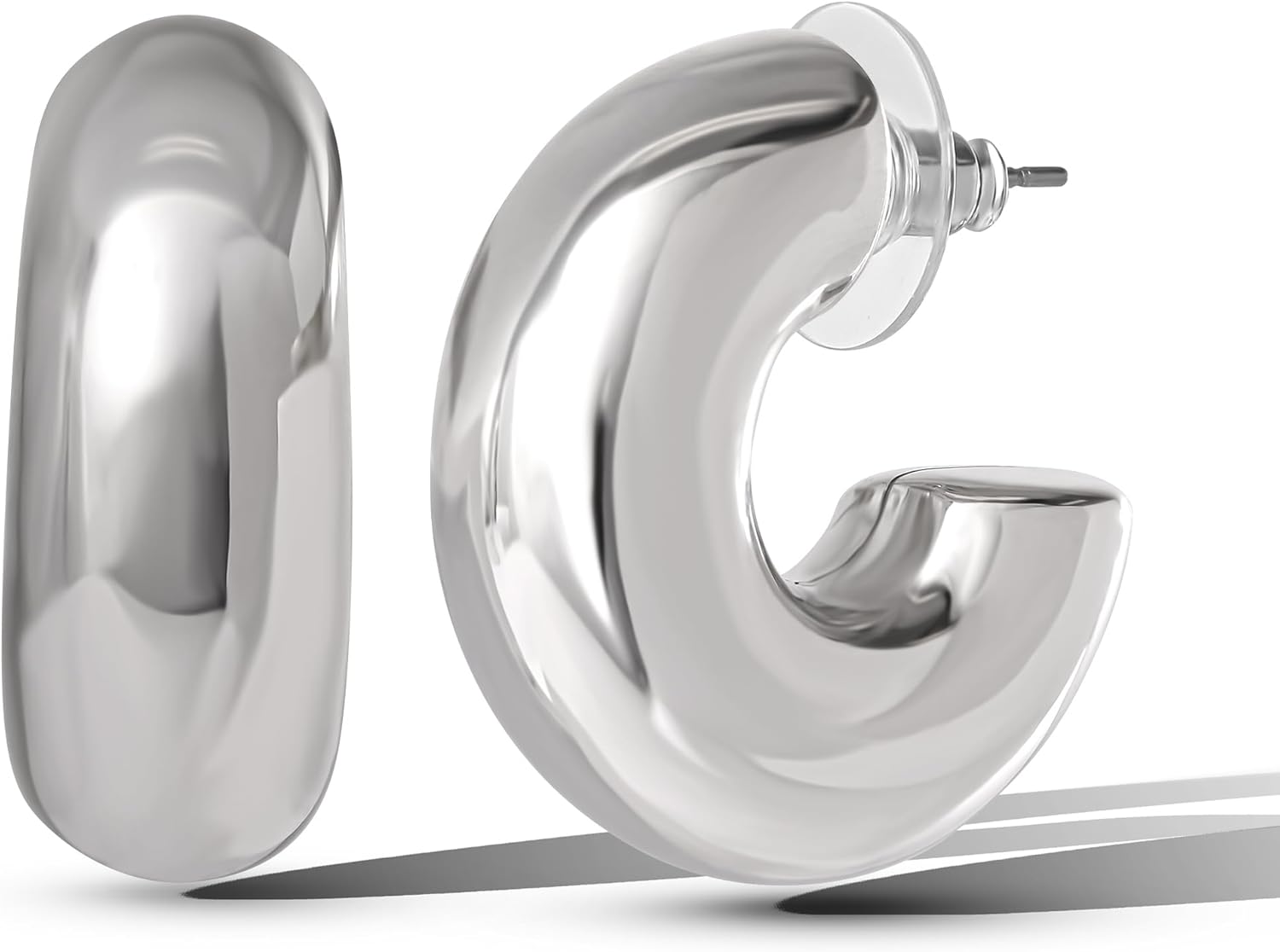 Jessica Simpson Silver of Gold-Tone Hoop Earrings for Women Trendy, Drop or Hoops Earrings Silver or Gold Tone-Plated