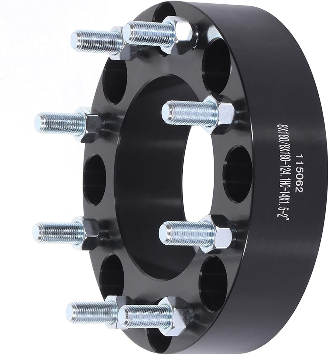 Ineedup 2 inch 8x180 Wheel Spacers 124.1mm Center Bore with 14x1.5 Studs Black 4Pcs 8 Lug Wheel Spacers 50mm Thickness Fit for Silverado 2500 HD 2011-2019