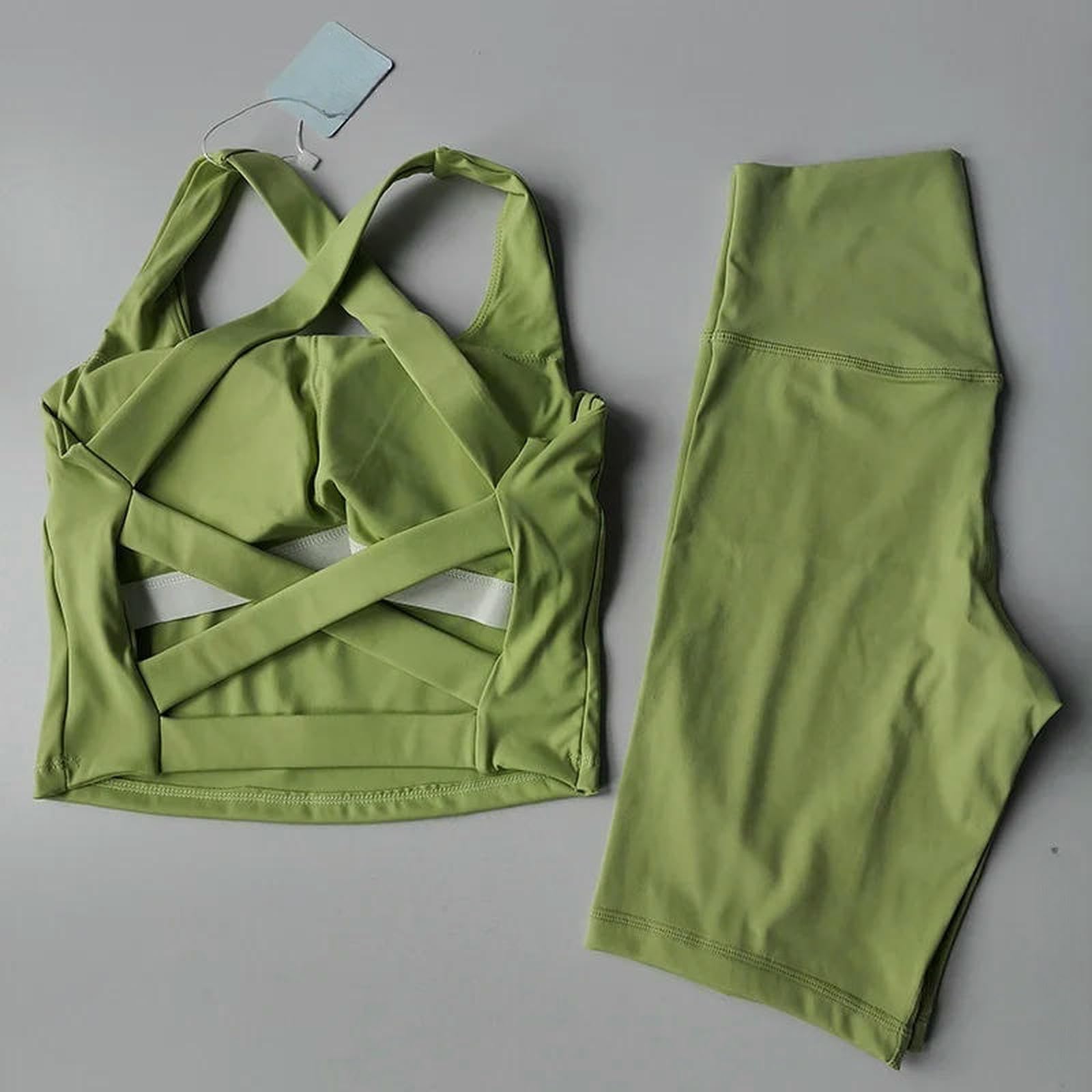 Conjunto de yoga para mujer, ropa deportiva de entrenamiento, ropa de gimnasio, pantalones cortos de cintura alta, trajes deportivos