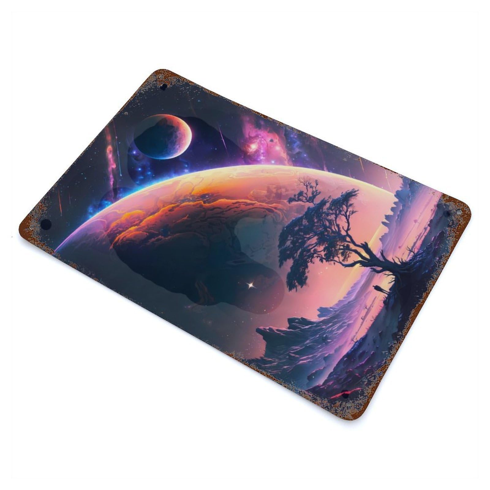Cosmic Wanderlust Rusty Metal Tin Sign 11.8"x7.9", Ideal for Farmhouse, Kitchen And Entryway Decor