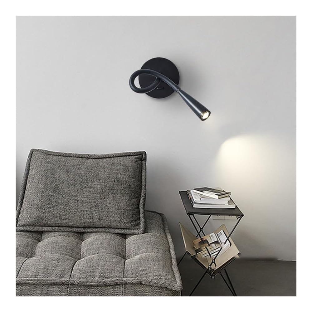 Genérico Lámpara de Pared Moderno Lámpara de Lectura LED de 3000 K con Cuello de Cisne Flexible de Cobre Sencilla para Pared para Cama Luz Blanca Cálida (Oscura)