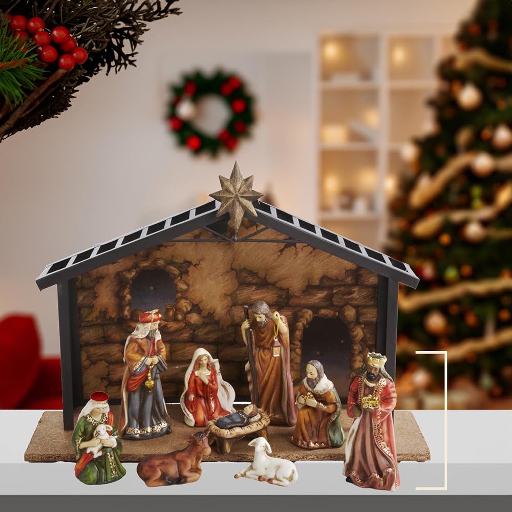 Amazon.com: Kurt Adler Porcelain 10-Piece Nativity Set, 3.5-Inch