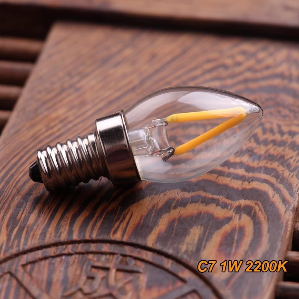 Fengyan Bulbi Domestici 50pcs / lot. AC110V / 220V E12 E14 LED Frigorifero lampadina GUIDATO Lampadina notturna del filamento C7 T20. Lampade decorative della lampadario delle luci di Edison dimmerabi